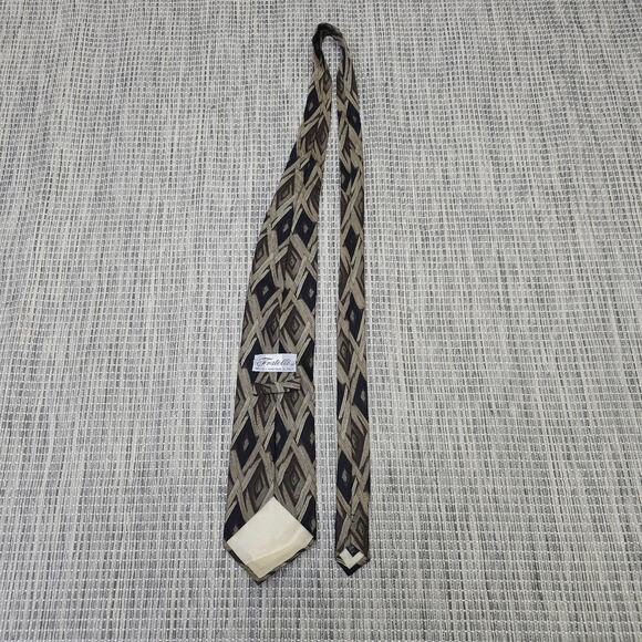 Fratelli Mens 100% Silk Neck Tie Handmade Italy Diamond Argyle Pattern Vintage - Picture 4 of 12